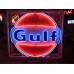 Original Gulf Porcelain Animated Neon Sign 72" Diameter 